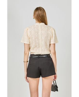 Women's Textured Mock Neck Top