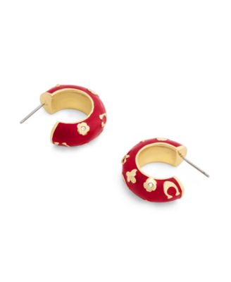 Red Signature C Floral Chubby Hoop Earrings