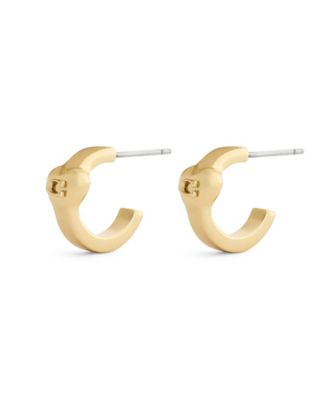 Gold Signature C Heart Huggie Earrings