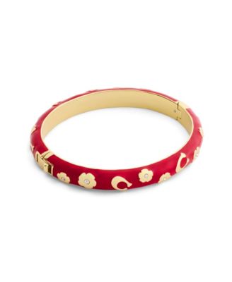 Faux Stone Signature C Floral Chubby Bangle Bracelet