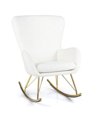 Nursery Rocking Chair with Curved Backrest and Armrests