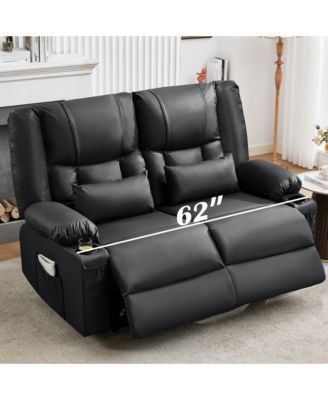 Recliner Loveseat with Massage and Heating for Living Room, Love Seat Manual Oversized Recliner with Cup Holders