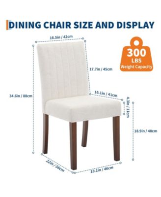 Set of 6 Modern Linen Fabric Upholstered Dining Chairs, Kitchen Side Chairs with Solid Wood Legs