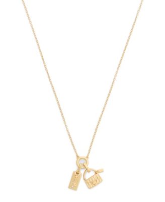 Gold Signature Charm Pendant Necklace