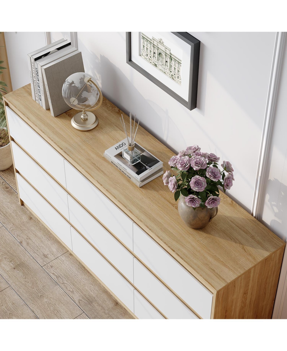 Homsee Rectangle Storage Cabinet, Sideboard, Dresser with 6 Drawers