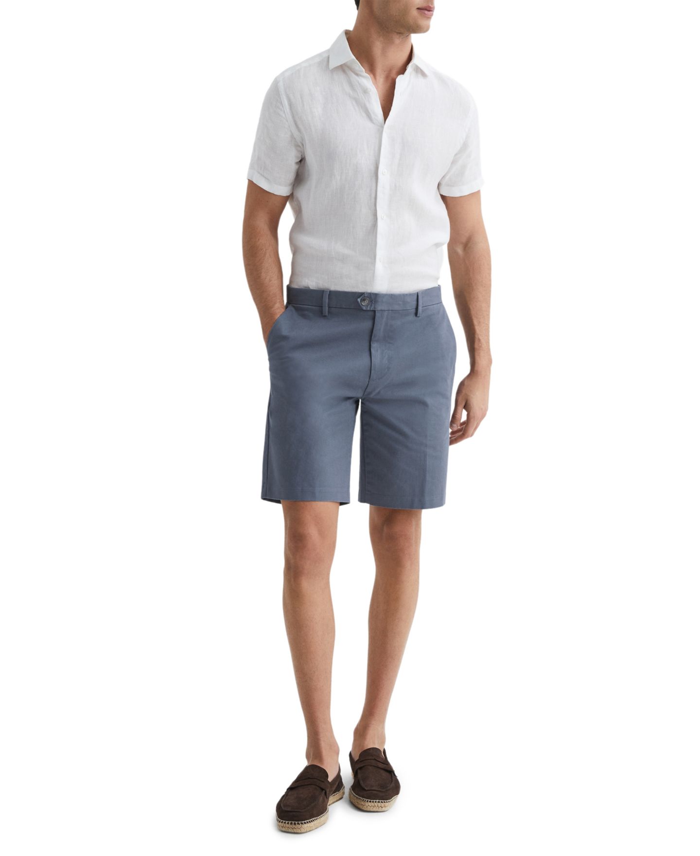 Мужские шорты REISS Wicket Modern Fit 9" Cotton Blend Chino, цвет: Синий — фото 5