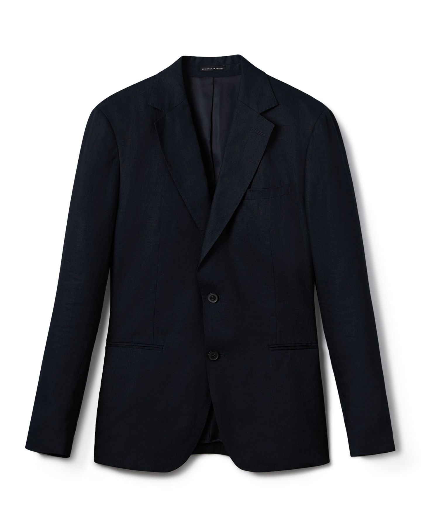 Мужской пиджак REISS Kin Tailored-Fit Single-Breasted Linen Blazer, цвет: Тёмно-синий — фото 5