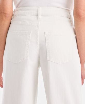 Petite Wide-Leg Embroidered Scallop High-Rise Cropped Jeans