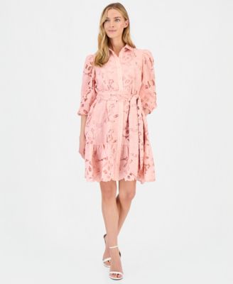 Women's Lace Scalloped-Hem Shirt Dress