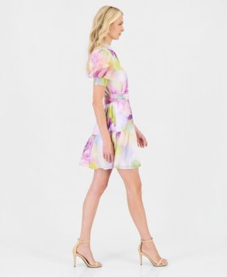 Women's Puff-Sleeve Floral-Print Shirtdress
