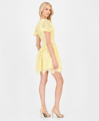 Women's Puff-Sleeve Lace Mini Dress