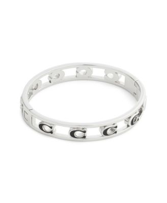 Black Signature C Enamel Openwork Bangle Bracelet