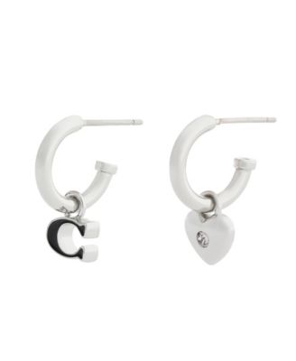 Black Signature C Heart Mismatch Earrings