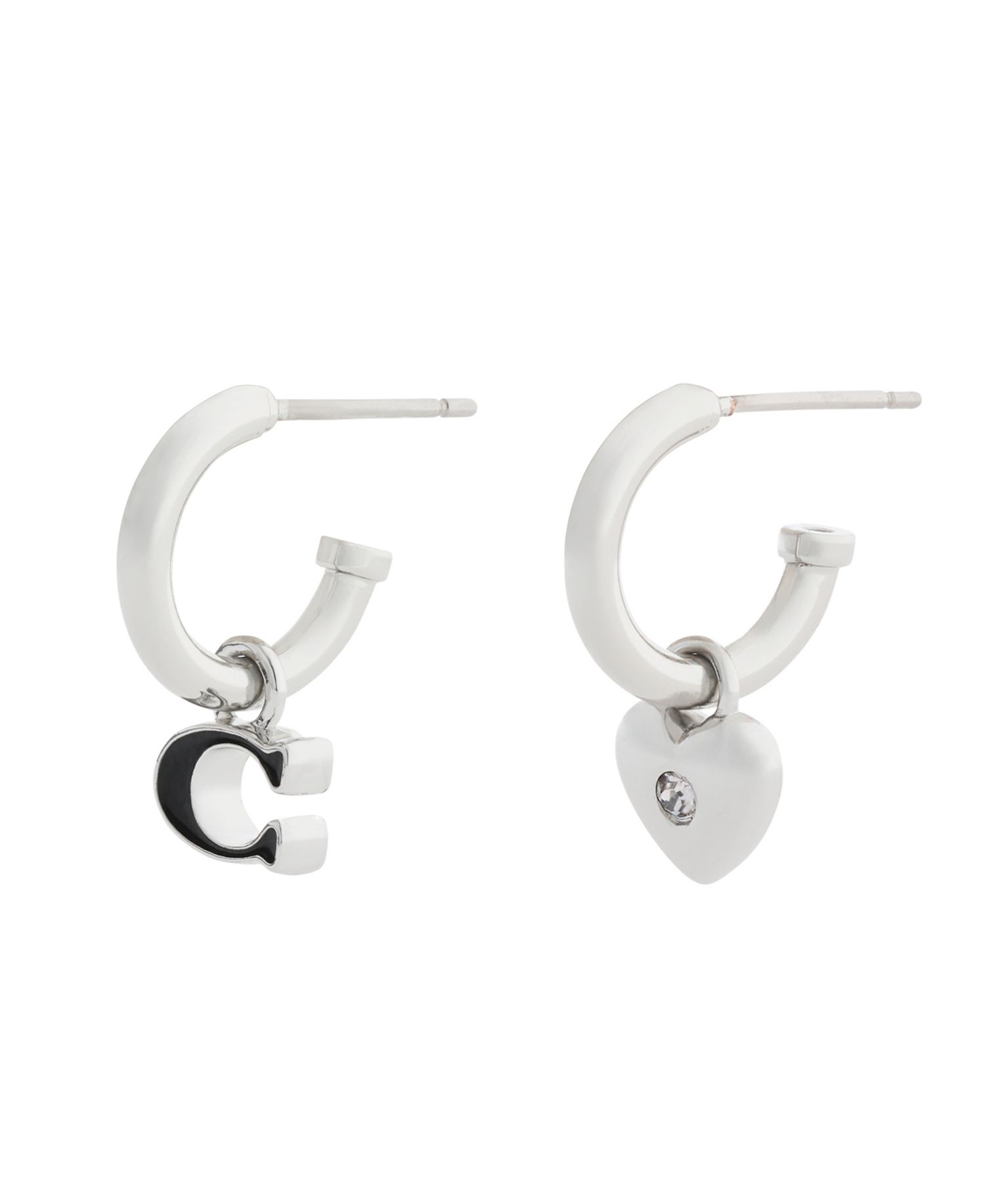 Black Signature C Heart Mismatch Earrings