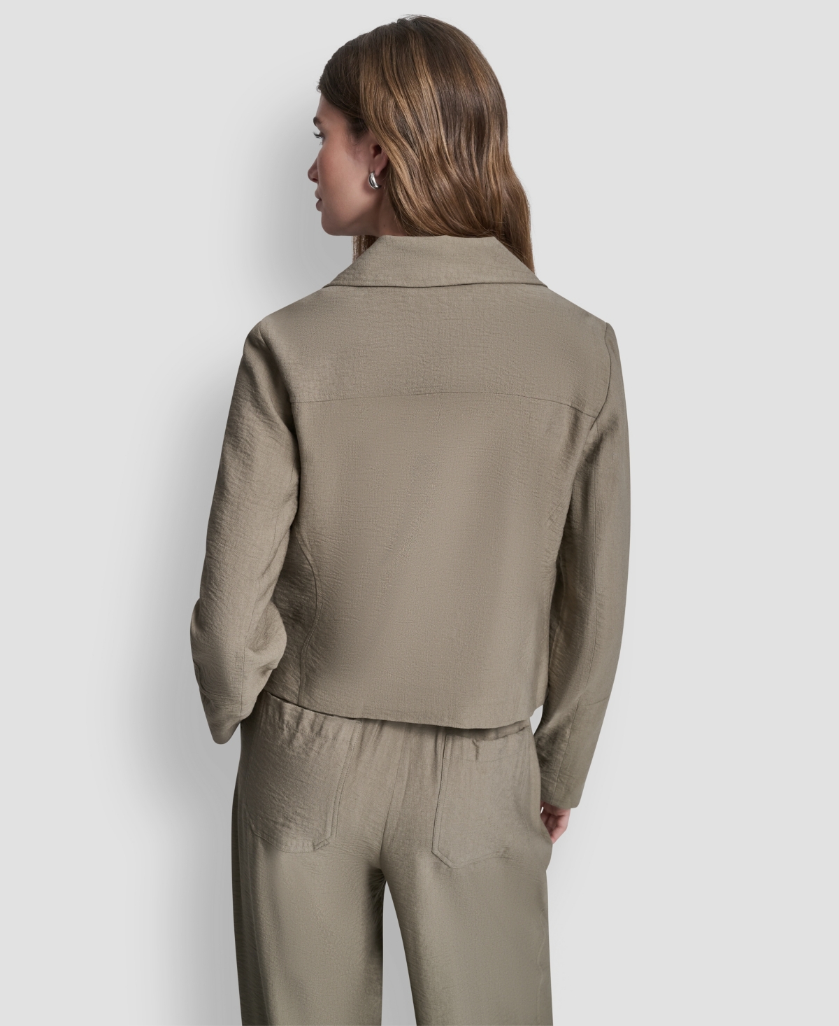 Dkny Women's Zipper Detailed Crinkle Jacket