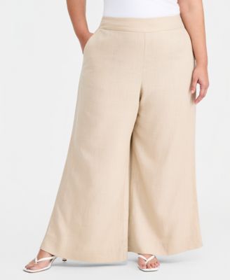 Plus Size Mid-Rise Wide Leg Pants