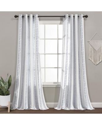 Hygge Stripe Light Filtering Window Curtain Panels Pair 52"W x 84"L Navy & White - Striped Curtains for Bedroom - Living Room Curtains