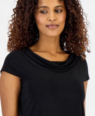 Women's Cowl Neck Cap Sleeve Top, Regular & Petites