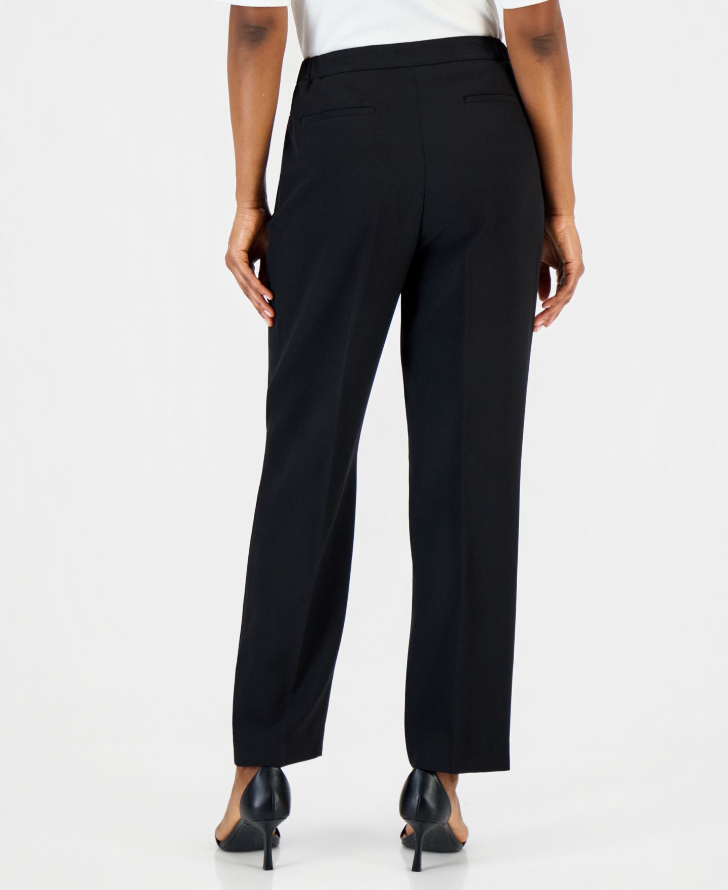 Женские брюки Kasper Lily Stretch Crepe Straight Ankle Pull-On Pant, цвет: Чёрный — фото 4