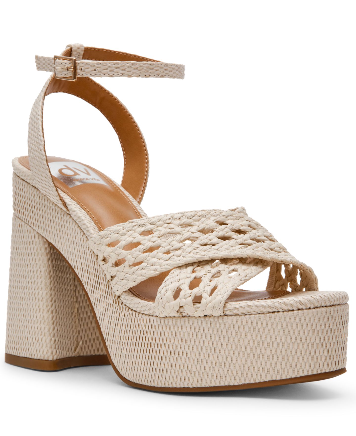 Женские сандалии DV Dolce Vita Whisora Crossband Raffia Woven Platform Dress Sandals, цвет: Слоновая кость — фото 1