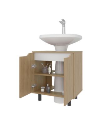 Jerome Under Sink Storage Cabinet with Open Shelves for Bathroom Organization, Natural oak