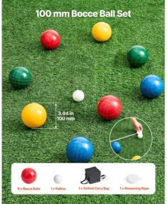 Complete 100mm Bocce Ball Set with 8 Balls, Pallino & Portable Storage