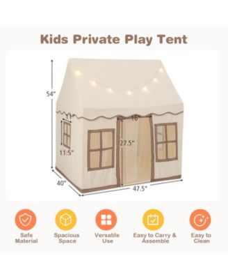 Toddler Large Playhouse with Star String Lights-Brown