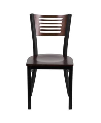 2 Pack Decorative Slat Back Metal Restaurant Chair