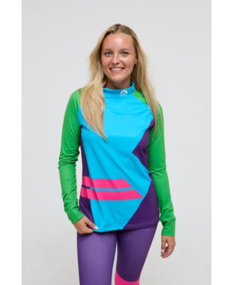 Женский топ OOSC Baselayer - Powder Hound, цвет: Синий / Зелёный
