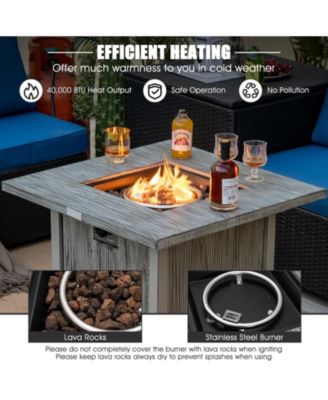 28 Inch 40000 BTU Square Fire Pit Table with Lid and Lava Rocks