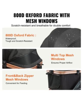 Pet Stroller 4-Wheel Dog Stroller with Brakes Detachable Carrier 66 LB Black