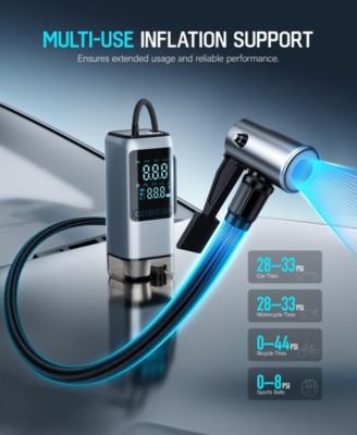 4-in-1 Portable Car Jump Starter with Air Compressor 150 PSI and Vacuum Cleaner 12V 1000A with LED Emergency Light Power Bank and Multi Nozzle Kit