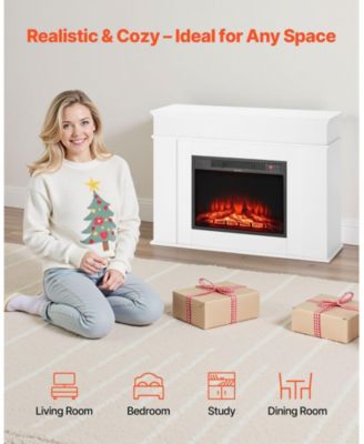 43" Freestanding Electric Fireplace Stove Heater with Mantel 1500W White