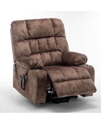 Velvet Lift Recliner with Heat and Massage Lift Sofa Chair with 2 Pockets, 2 Cup Holder, 2 Remote
