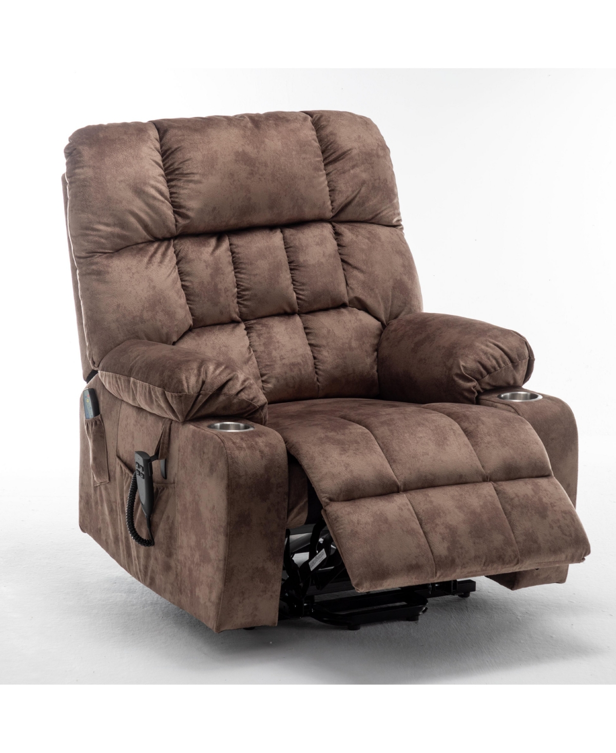 Boyel Living Velvet Lift Recliner with Heat and Massage Lift Sofa Chair with 2 Pockets, 2 Cup Holder, 2 Remote