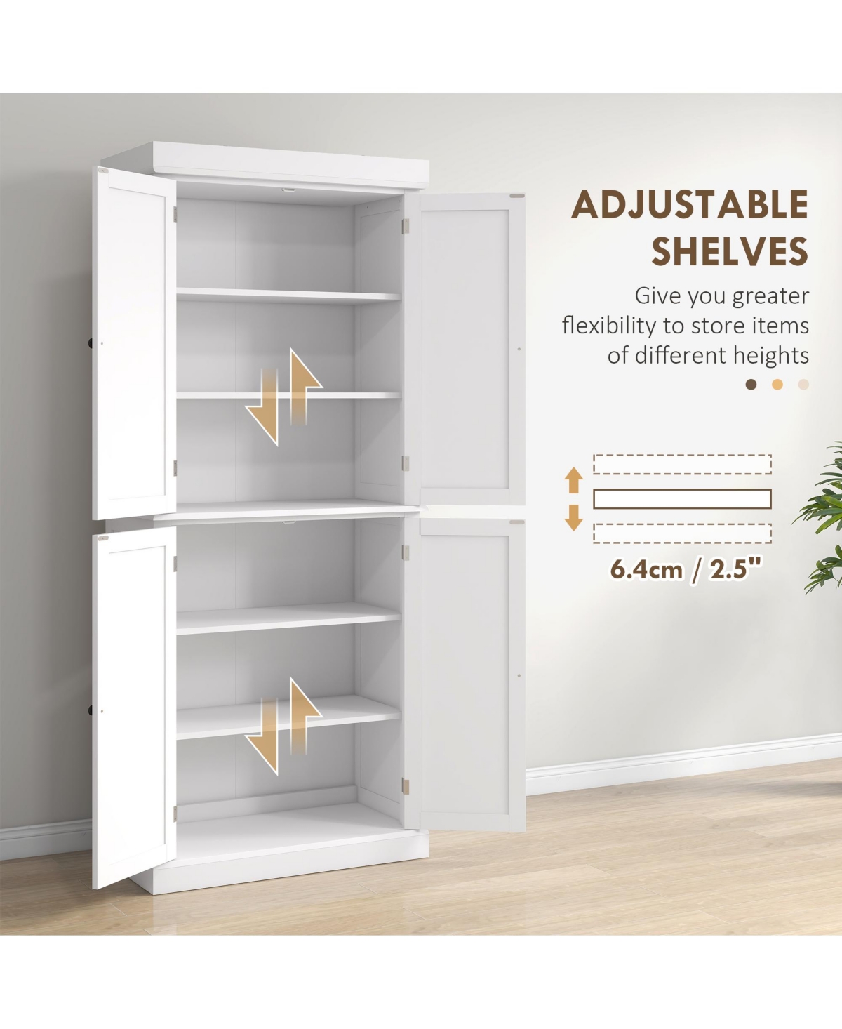 Homcom 72" Kitchen Pantry Storage Cabinet with 4