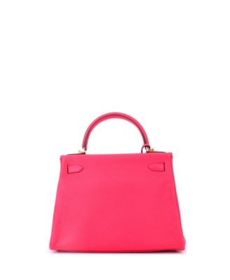 Kelly 28 Handbag Pink Clemence with Gold Hardware