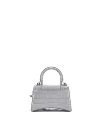 XS Hourglass Top Handle Bag Embossed Leather