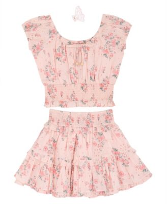 Girls' 7-16 Floral Print Top and Skort, 2-Piece Set