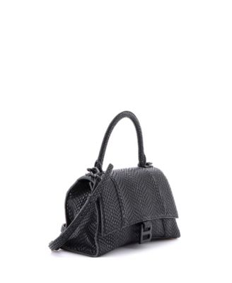 Small Hourglass Top Handle Bag Embossed Leather