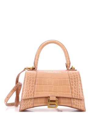 Small Hourglass Top Handle Bag Embossed Leather