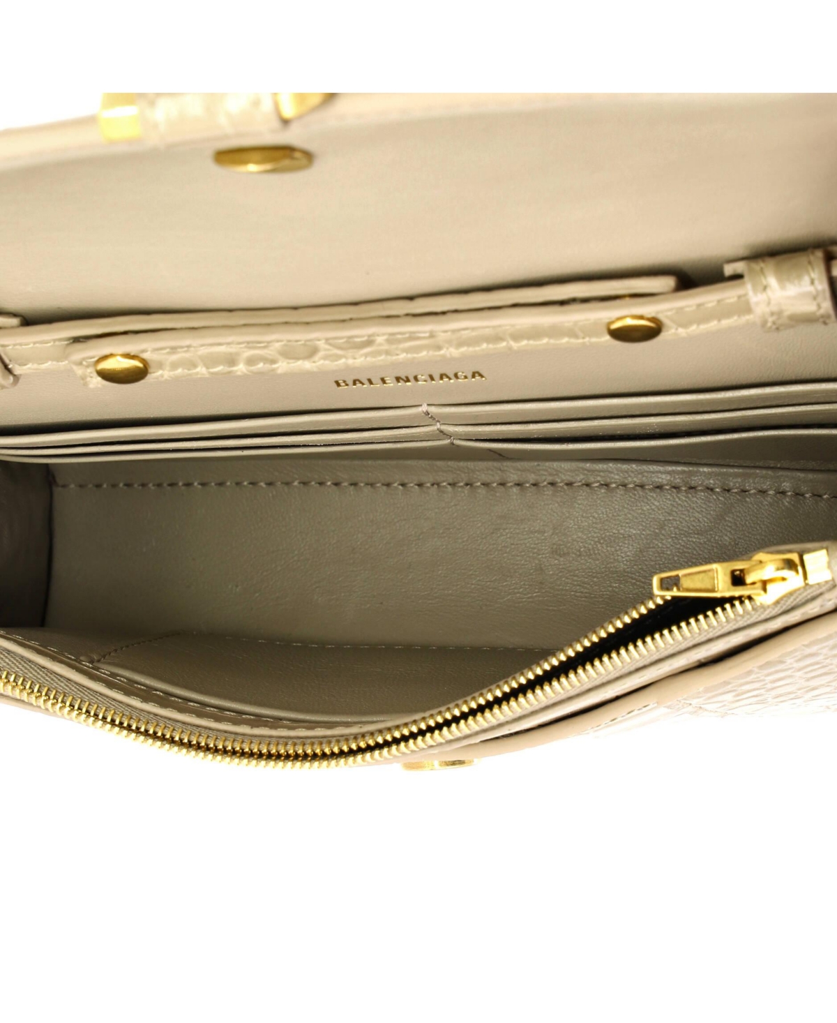 Pre-Owned Balenciaga Hourglass Chain Wallet Embossed Leather