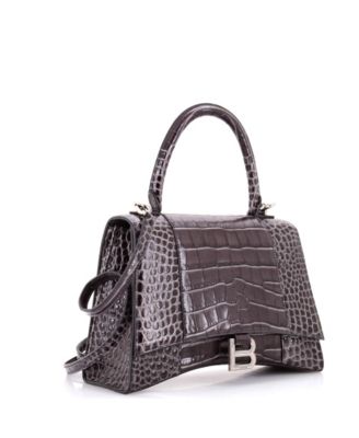 Medium Hourglass Top Handle Bag Embossed Leather