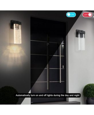 2-Pack Outdoor Wall Light Fixture, Weatherproof LED Wall Sconce with Bubble Crystal and Light Sensor