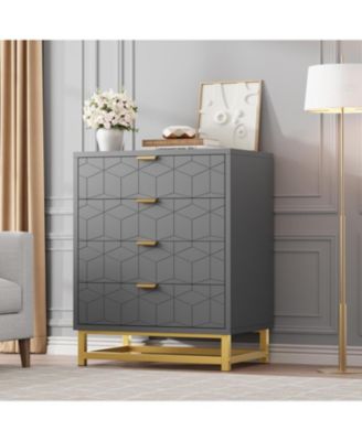 4 Drawer Dresser for Bedroom, Modern Chest with Gold Metal Handles, Storage for Living Room, Hallway, Entryway