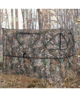 Pop-Up 2-Panel Ground Blind Fence with 3 Shoot-Through Ports, Hunting Screen