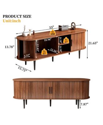 55 Inches Modern TV Stand with Storage Compartment and Sliding Door