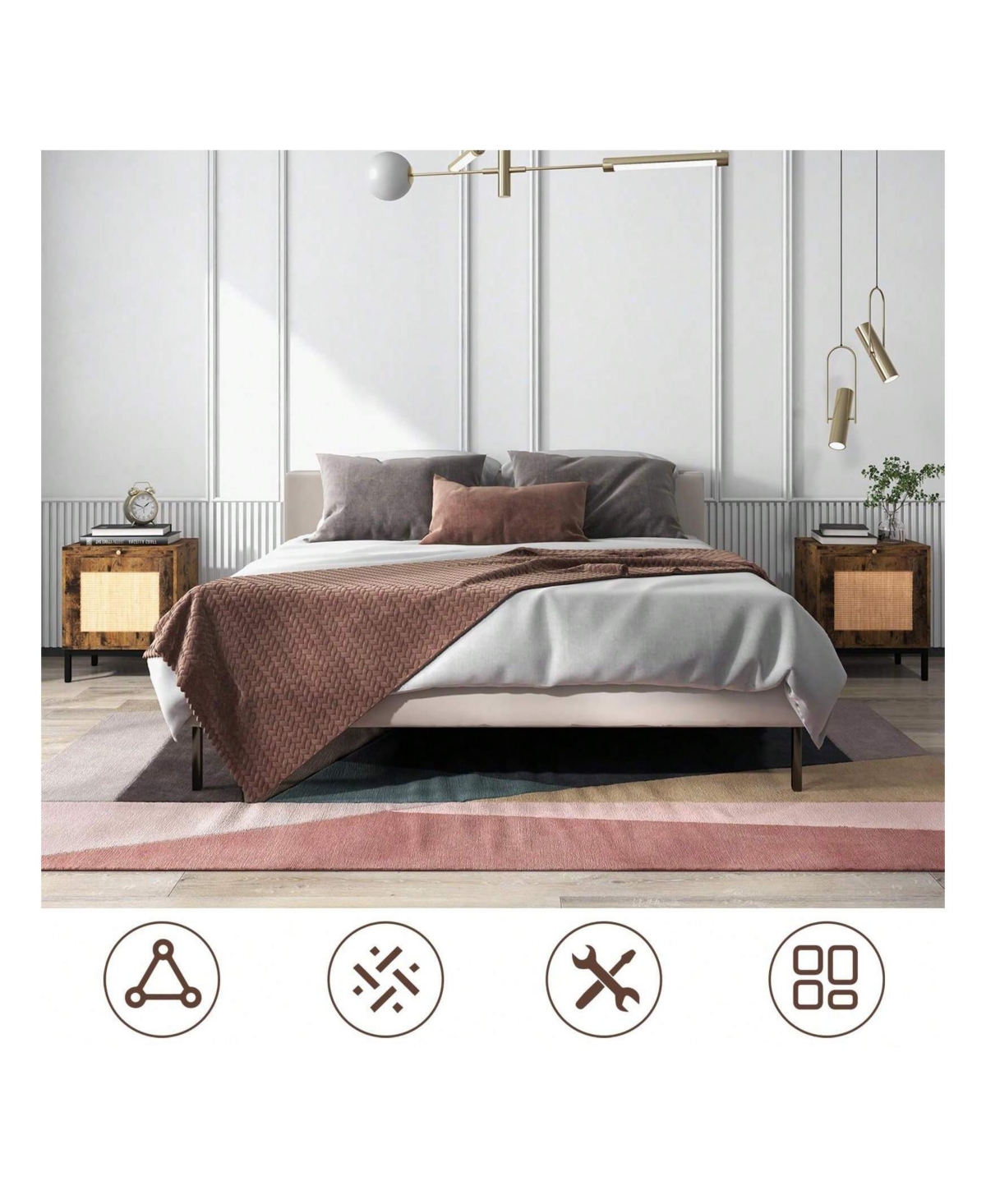 Gaomon Set of 2 Wood End Table Nightstands, Storage Shelf Side Table for Entryway Living Room Bedroom Small Spaces