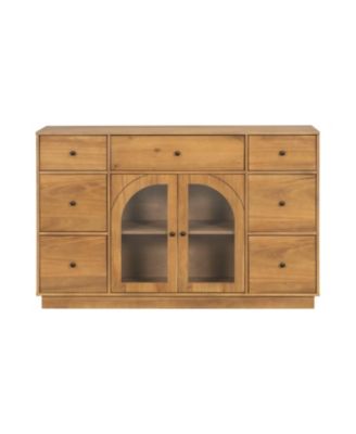 Large Storage Cabinet with 2 Doors and 7 Drawers for Living and Dining Room