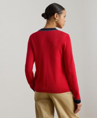 Women's Two-Tone Crewneck Cardigan